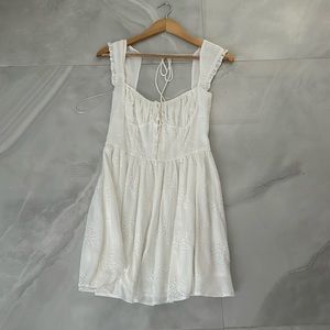 short white floral detailed dress